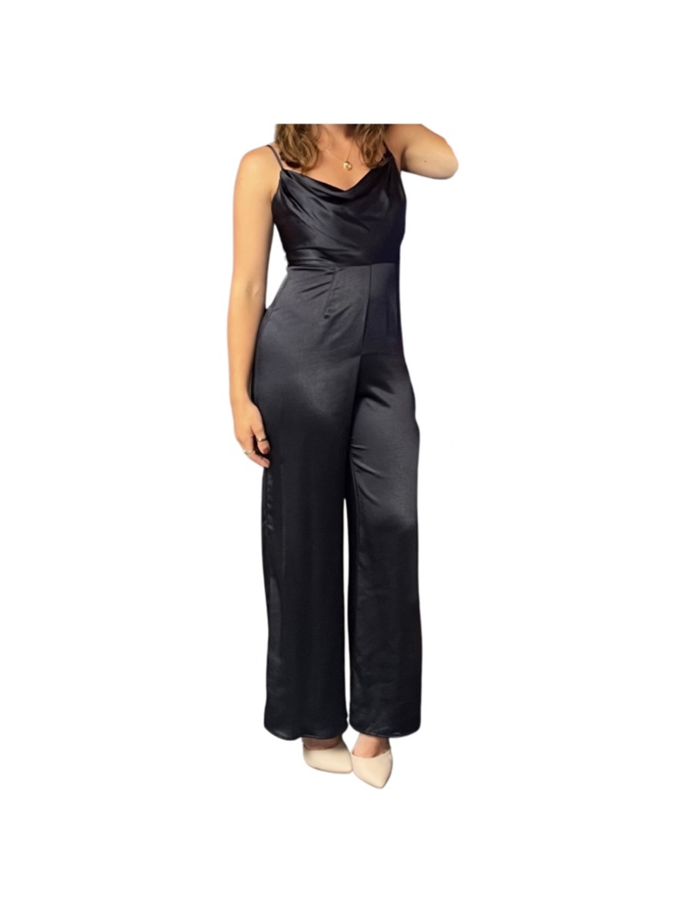 Elegant Satin Navy Jumpsuit